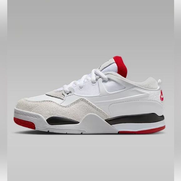 Air Jordan 4 RM Red & White Kids Leather Sneaker(Size 5.5Y) - Picture 2 of 12